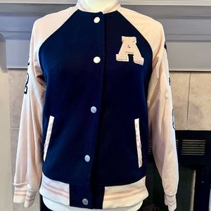 Abercrombie Kids girl’s varsity jacket. Size 13/14